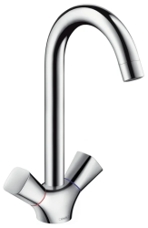 Смеситель для кухни/мойки Hansgrohe Logis M31, 220 1jet, двухвентильный, керамический, с поворотным изливом, длина 14,5 см, латунь, цвет хром, кухонный, хромированный