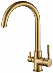 Смеситель для кухни/мойки ZorG Steel Hammer 713, под фильтр, однорычажный, поворотный, керамический картридж, длина излива 225 мм, латунь, цвет бронза