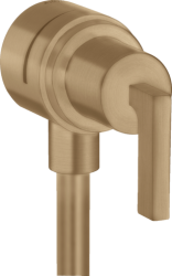 Шланговое подсоединение Axor Citterio Fixfit Stop, с запорным вентилем, с рычаговой рукояткой, размер 6 см, цвет шлифованная бронза, круглое, настенное, латунное, с клапаном обратного тока, подключение для душевого шланга