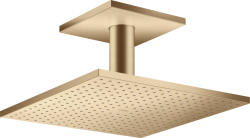 Верхний душ AXOR ShowerSolutions 300/300 1jet, с потолочным подсоединением, потолочный монтаж, квадратный, с 1 режимом, размер 30х30 см, металлический, цвет: шлифованная бронза, для душа/ванной