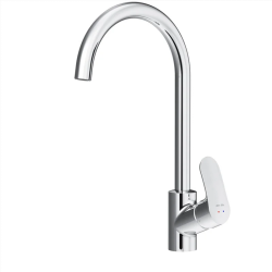 Смеситель для кухни/мойки Am.Pm Like однорычажный, поворотный, керамический, с высоким изливом, длина 200 мм, латунь, цвет хром F8007100