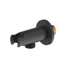 Держатель для душевой лейки Milardo Dale со шланговым подсоединением, настенный, металлический, цвет черный матовый, латунь, для душевого шланга, для душа/ванной/душевой кабины DALBL00M62