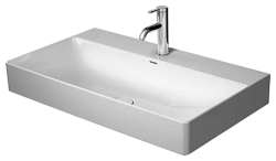 Раковина DURAVIT DuraSquare WonderGliss 80х47х14,5 см, подвесная, прямоугольная, санфарфор, шлифованная, цвет белый, 2 отверстия под смеситель, антигрязевое покрытие, без перелива