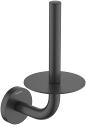 Держатель для туалетной бумаги Aquatek Оберон без крышки, цвет матовый черный, настенный, нержавеющая сталь/латунь, форма округлая, для туалета/ванной, для запасного рулона