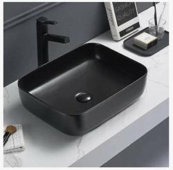 Раковина для ванной CeramaLux NC 2105-1MB 50х13х39 накладная, прямоугольная, керамическая/фарфоровая, цвет черный матовый, без отверстия под смеситель, без слива-перелива