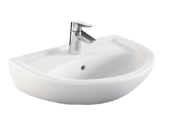 Раковина Vitra Norm Fit 55, 55.5х41х17 см, подвесная, полукруглая, цвет белый, керамическая/фарфоровая, с отверстием под смеситель, слив-перелив