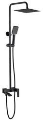 Душевая система настенная LEDEME, 823/1553 мм, цвет черный, комплект: однорычажный смеситель/излив/тропический душ (с верхней лейкой)/лейка/стойка/шланг, латунь