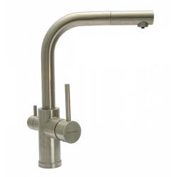 Смеситель для кухни Florentina Кристалл, однорычажный, выдвижной, керамический, с высоким изливом, высота излива 30,8 см, нержавеющая сталь, цвет нержавеющая сталь