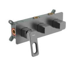 Смеситель для ванны/душа Raglo R51.274.09 настенный, рычажный, 4-режима, встраиваемый, без излива, латунь, цвет графит