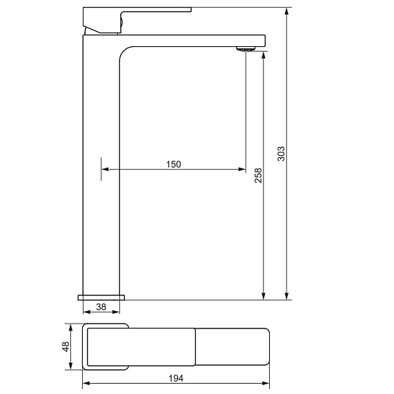 Смеситель для раковины/умывальника Damixa Gala, однорычажный, неповоротный, керамический, высокий, длина излива 150 мм, латунь, цвет розовое золото