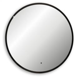 Зеркало Abber Mond 77х77 см, с LED/ЛЕД-подсветкой, круглое, бесконтактный выключатель, диммер, черный, для ванны, навесное/подвесное/настенное