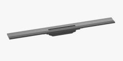 Решетка Hansgrohe RainDrain Flex 80, для пристенного монтажа, для душевого трапа, укорачиваемая, 80х7,6 см, цвет шлифованный черный хром, для душа в пол, нержавеющая сталь, прямоугольная