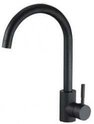 Смеситель для кухни/мойки Solone, однорычажный, поворотный, керамический, длина излива 245 мм, нержавеющая сталь, цвет черный матовый