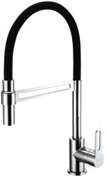 Смеситель для кухни/мойки Lemark Soul, однорычажный, поворотный/гибкий, керамический, длина излива 221 мм, латунь, цвет хром/черный Смеситель для кухни/мойки Lemark Soul, однорычажный, поворотный/гибкий, керамический, длина излива 221 мм, латунь, цвет хром/черный