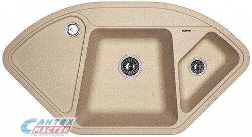 Мойка Florentina Капри, 100.6х57.5х21.7 см, двойная, с левым крылом, врезная, из искусственного камня, цвет песочный, без отверстия под смеситель, слив-перелив, для кухни Мойка Florentina Капри, 100.6х57.5х21.7 см, двойная, с левым крылом, врезная, из искусственного камня, цвет песочный, без отверстия под смеситель, слив-перелив, для кухни