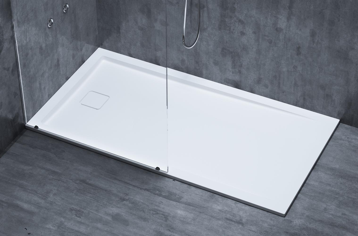 Душевой поддон Salini CAPRI окраска по RAL 150х80х8,2 прямоугольный/угловой (с сифоном) мраморный, низкий, RAL матовый, без антискольжения, без бортика, литой, литьевой, для душа