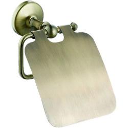 Держатель для туалетной бумаги Art&Max Antic, с крышкой, бронза, настенный, латунь, форма прямоугольная, для туалета/ванной, бумагодержатель