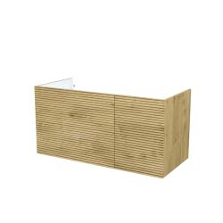 Тумба под раковину IDDIS Bild 452х1003х500 мм подвесная, цвет дуб светлый, с горизонтальной фрезеровкой, 2 выдвижных ящика/1 распашная дверца, МДФ, прямоугольная, в ванную комнату