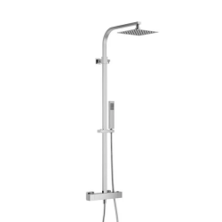 Душевая система Excellent Termo Square Rain, настенная, 1030-1500 мм, цвет хром, комплект: термостатический смеситель/тропический душ (с верхней лейкой)/лейка/стойка/шланг, латунь, наружного монтажа