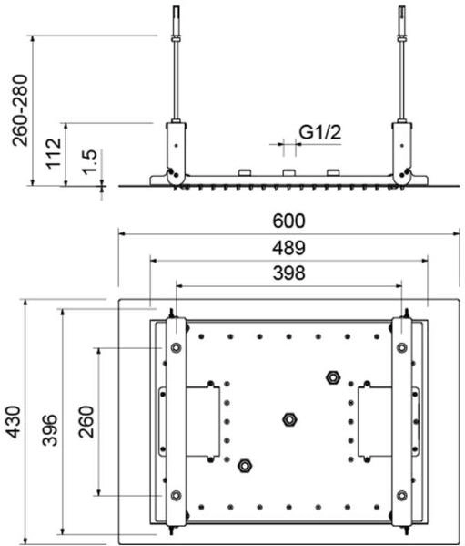 Верхний душ Aquatek AQ2083MB прямоугольный, 3 режима, размер 600х430 мм, нержавеющая сталь, цвет матовый черный, для душа/ванной, на потолок