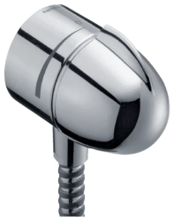 Шланговое подсоединение Hansgrohe FixFit Stop размер 6х6 см, цвет хром, круглое, керамическое, нержавеющая сталь, встроенный обратный клапан, с запорным вентилем, подключение для душевого шланга