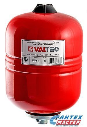 Бак расширительный 300 л (красный) VALTEC на ножках, на пол, вертикальный, мембранный, накопительный, напольный, для воды, антифриза, системы водяного отопления закрытого типа