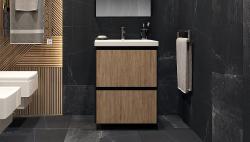 Тумба под столешницу Velvex Klaufs 56*60.2Y, 558х715х600 мм, подвесная, цвет шатане/черный, 2 выдвижных ящика/выдвижной органайзер, МДФ,  правая/левая, правосторонняя/левосторонняя/универсальная, в ванную комнату