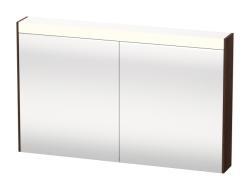 Зеркальный шкаф Duravit Brioso, 122х76х14,8 см, подвесной, цвет: каштан темный, зеркало с подсветкой LED/ЛЭД, выключатель/розетка, с 2 распашными дверцами/двухстворчатый, 4 стеклянные полки, прямоугольный