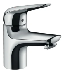 Смеситель для раковины Hansgrohe Novus 70 CoolStart однорычажный, фиксированный, излив короткий, длина 10,7 см, керамический, латунь, цвет хром, с донным клапаном Push-Open