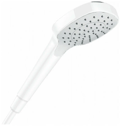 Лейка душевая Hansgrohe Raindance Select S 120 3jet PowderRain, настенная, круглая, с 3 режимами, регулируемая, хромированная/пластмассовая, цвет матовый белый, ручная, для душа/ванной