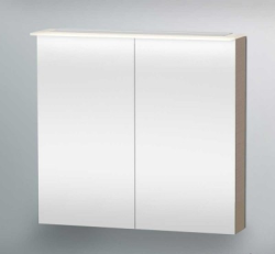 Зеркальный шкаф Duravit Happy D.2, 80х76х20,8 см, подвесной, цвет: дуб европейский, зеркало с подсветкой LED/ЛЭД, сенсорный выключатель, с 2 распашными дверцами/двухстворчатый, 2 стеклянные полки, прямоугольный