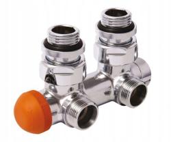 Узел подключения HERZ 3000 TS Design угловой для 2-трубных систем, хром