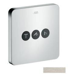 Вентиль Axor ShowerSelect softsquare запорный/переключающий, для 3 потребителей, скрытого монтажа, настенный, 17х17 см, квадратный, латунь, цвет: под сталь, встраеваемый/встроенный, для ванны/душа