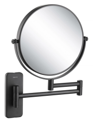 Зеркало Aquatek AQ4911MB косметическое, круглое, настенное, увеличение x 5, двустороннее, телескопическое, цвет матовый черный, латунь