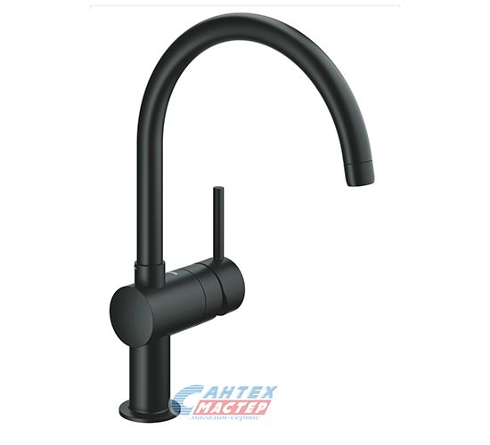 Смеситель для кухни/мойки Grohe Minta однорычажный, керамический, с поворотным изливом, длина 223 мм, латунь, цвет черный бархат, кухонный, хромированный, вертикальный, однорукий, одноручный, однозахватный, одноручковые, кран, комплект, сантехника
