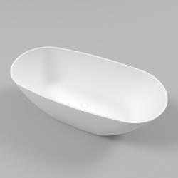 Ванна Whitecross Onyx C, 160х75 см, из искусственного камня, цвет- белый матовый, (без гидромассажа) овальная, отдельностоящая, правосторонняя/левосторонняя, правая/левая, универсальная