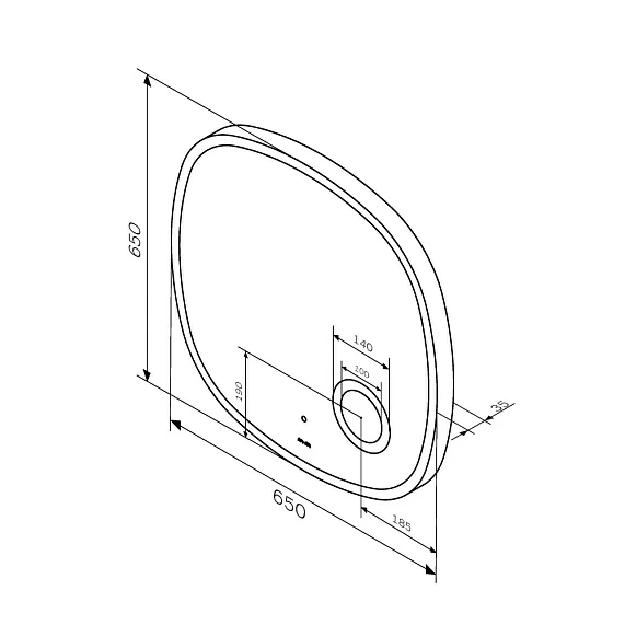 Зеркало AM.PM X-Joy 65, 65х65 см, с LED/ЛЕД-подсветкой, округлое, с ИК-сенсорным выключателем, с косметическим зеркалом, для ванны, навесное/подвесное/настенное