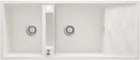 Мойка кухонная Deante Magnetic, 116х50 см, две чаши, врезная, гранит, прямоугольная, цвет алебастр, с отверстием под смеситель, с крылом, оборачиваемая, слив-перелив, врезная в столещницу