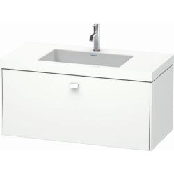 Тумба c раковиной Duravit Brioso, 100х48х50,2 см, подвесная, 1 выдвижной ящик, ДСП, цвет: белый матовый /Vero Air, мебельная, прямоугольная, цвет белый, фарфоровая, с площадкой под смеситель, без перелива