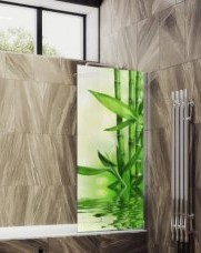 Душевая шторка на ванну MaybahGlass, 140х40 см, стекло с рисунком (ФП018)/профиль широкий, цвет хром, фиксированная, закаленное стекло 8 мм, плоская/панель, правая/левая, правосторонняя/левосторонняя, универсальная