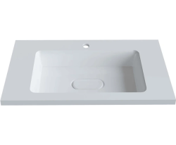 Раковина Madera Modul 80, 770х450х120 мм накладная, прямоугольная, литьевой мрамор, цвет белый, с отверстием под смеситель, без слива-перелива