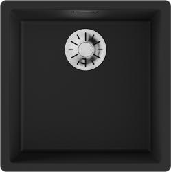 Мойка кухонная Omoikiri Yamakawa 45-Integra-GB, 45,6х45,6 см, врезная, из искусственной керамики (Artceramic), квадратная, цвет графит, без отверстия под смеситель, без крыла, слив-перелив