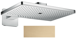 Верхний душ AXOR ShowerSolutions 460/300 3jet, с держателем, с розеткой, настенный монтаж, прямоугольный, с 3 режимами, размер 46,6х30 см, металлический, цвет: шлифованная бронза, для душа/ванной