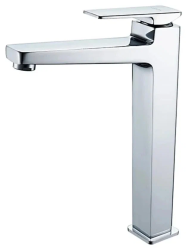 Смеситель для раковины/умывальника LEDEME однорычажный, неповоротный, высокий, длина излива 181 мм, латунь, цвет хром