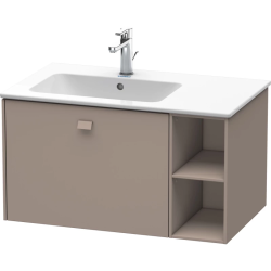 Тумба под раковину Duravit Brioso, 82х47,9х44,2 см, подвесная, 1 выдвижной ящик, с открытой полкой слева, ДСП, цвет: базальт, шкафчик навесной, механизм доводчика, прямоугольная, левая, в ванную комнату
