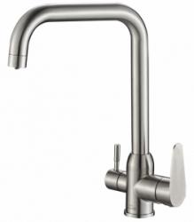 Смеситель для кухни/мойки ZorG Steel Hammer 725 INOX, под фильтр, однорычажный, поворотный, керамический картридж, длина излива 209 мм, нержавеющая сталь, цвет нержавеющая сталь