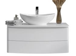 Тумба со столешницей Velvex Luna 100, 1000х520х440 мм, подвесная, цвет белый, 2 выдвижных ящика, подходит раковина Velvex 7027A универсальная, в ванную комнату