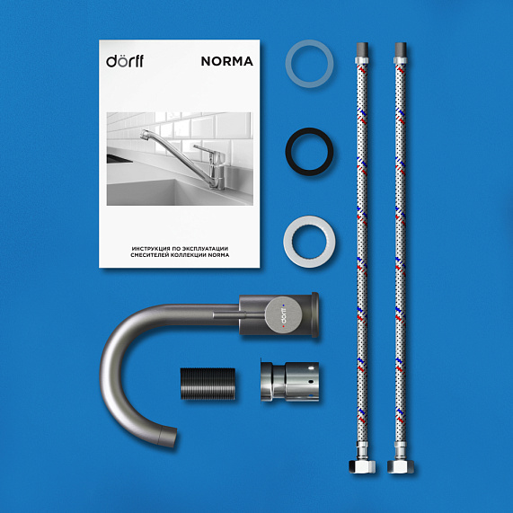 Смеситель для раковины Dorff Logic однорычажный, излив поворотный, длина 140 мм, керамический, нержавеющая сталь, цвет никель