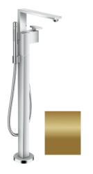 Смеситель для ванны Axor Edge напольный, однорычажный, неповоротный, латунный, длина излива 25,5 см, керамический, цвет полированная бронза, с душевым шлангом/держателем/лейкой