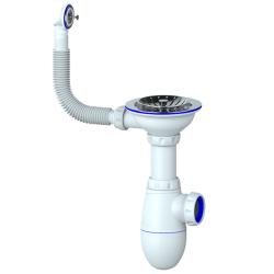 Сифон для мойки Unicorn 3 1/2*40 с круглым переливом, с чашкой из нержавеющей стали, без отвода